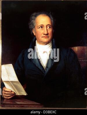 (Dpa-Dateien) - zeigt ein Ölgemälde von Joseph Stieler und Friedrich Duerck, deutscher Dichter und Schriftsteller Johann Wolfgang von Goethe (undatiertes Bild). Am 28. August 1749 in Frankfurt geboren, Goethe studierte Jura in Leipzig und Straßburg und zur Verfügung gestellt der Sturm Und Drang-Bewegung mit seinem ersten großen Drama "Goe Stockfoto