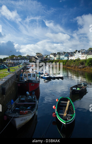 Angelboote/Fischerboote in Roundstone Hafen, Connemara, County Galway, Irland. Stockfoto