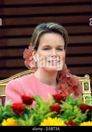 (Dpa) - Schwangere Kronprinzessin Mathilde nimmt Teil an den belgischen Nationalfeiertag Feierlichkeiten in Tagesexkursion, Belgien, 21. Juli 2005. (NIEDERLANDE) Stockfoto