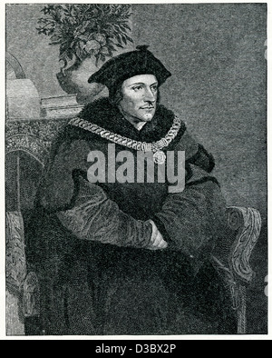 Jahrgang Stich nach Holbein, von Sir Thomas More bekannt, dass Katholiken als Saint Thomas mehr. Stockfoto
