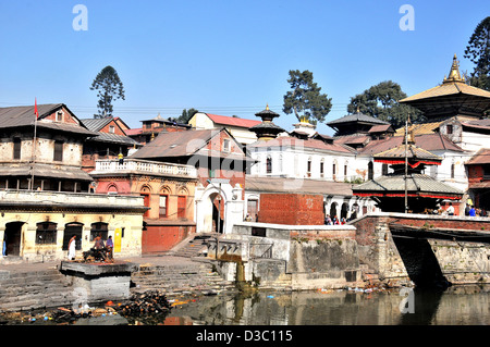 Pashupatinath Heiligtum Bagmati Fluss Kathmandu Nepal Stockfoto