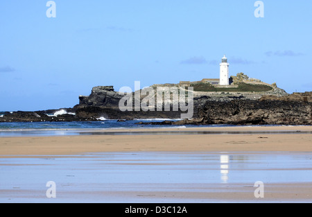 Godrevy Lighthouse an der nördlichen Küste von Cornwall, Großbritannien Stockfoto