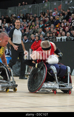 Aaron Phipps GB v Australien in den Rollstuhl-Rugby in der O2 Arena. Stockfoto