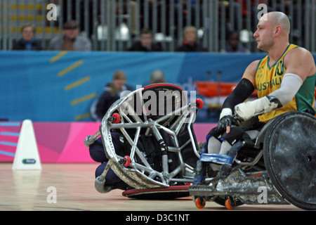 Chris Bond von Australien V GB in den Rollstuhl-Rugby in der O2 Arena. Stockfoto