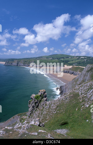 Drei Klippen Bucht und Pobbles Bay Gower Halbinsel Swansea County South Wales UK Stockfoto