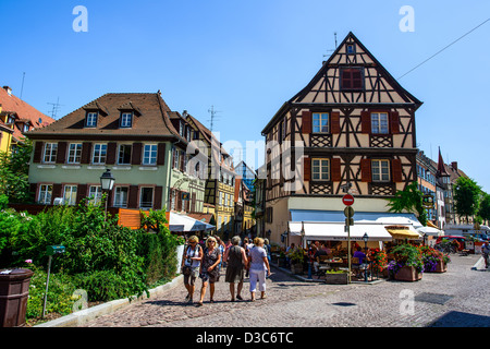 Gantoris Kulisse der alten mittelalterlichen Stadtmitte von Colmar, Frankreich Stockfoto