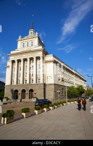 Ploshtad Nezavisimost Ort, Sofia, Bulgarien, Europa Partei Haus, ehemaliger Sitz des Zentralkomitees der kommunistischen Stockfoto