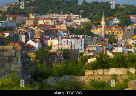 Bulgarien, Plovdiv, die Altstadt betrachtet von Nebet Tepe archäologischen Komplex, Gebet Hill, den höchsten Punkt der Stadt Stockfoto