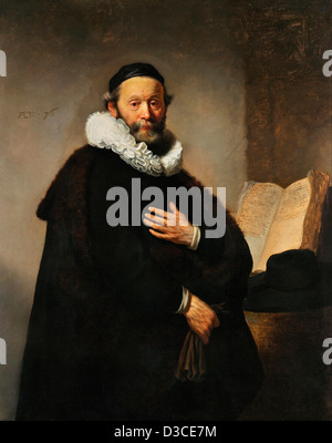 Rembrandt van Rijn, Porträt der Remonstranten Minister Johannes Wtenbogaert. 1633-Öl auf Leinwand. Barocke. Rijksmuseum Amsterdam. Stockfoto