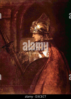 Rembrandt van Rijn, ein Mann in Rüstung. 1655-Öl auf Leinwand. Kelvingrove Art Gallery and Museum, Glasgow. Barocke. Stockfoto