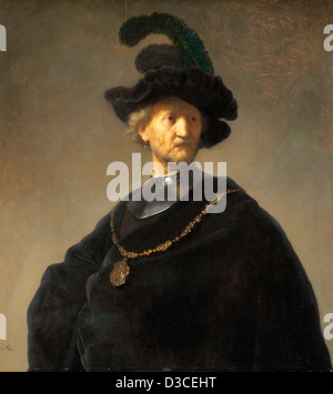 Rembrandt van Rijn, Alter Mann mit einer goldenen Kette. 1631 Öl auf Holz. Barocke. Art Institute of Chicago. Stockfoto