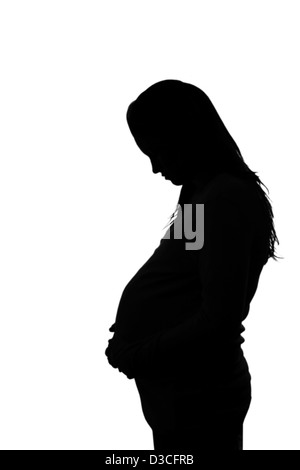 Silhouette einer schwangeren Frau Stockfoto