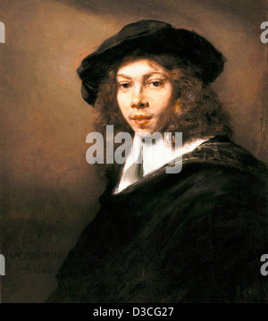 Rembrandt van Rijn, Portrait einer jungen Mann 1666-Öl auf Leinwand. Nelson-Atkins Museum of Art, Kansas City. Stockfoto