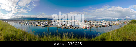 Panorama-Blick von Fischerbooten, Homer Harbor, Homer, Alaska, USA Stockfoto