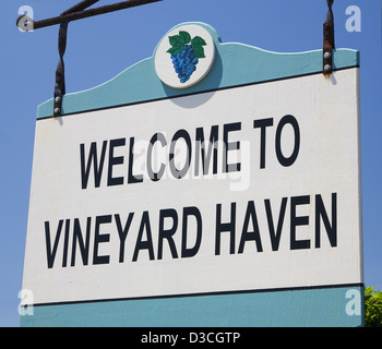 Willkommen Sie Schild, Vineyard Haven, Martha's Vineyard, Massachusetts, Usa Stockfoto