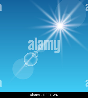 Abbildung blau Himmel mit Sonne und Wolken Stockfoto