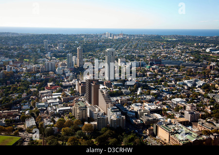 Luftaufnahme von William Street wie es läuft durch die Innenstadt Vorort Darlinghurst Sydney Australia Stockfoto