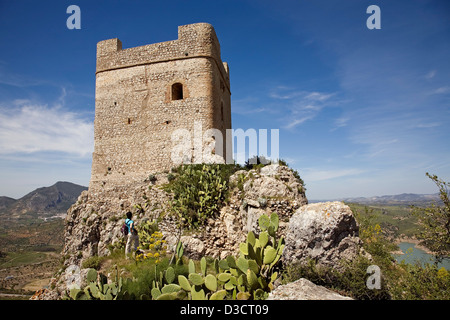 Zahara De La Sierra Burg weißen Dörfer Sierra de Cadiz Andalusien Spanien Stockfoto