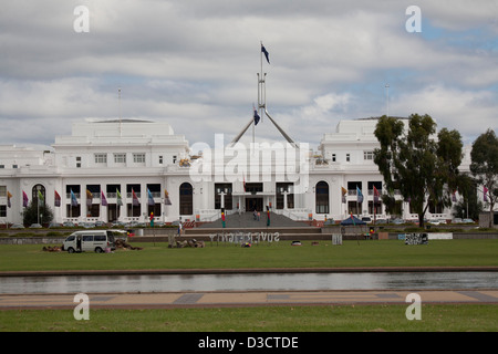 Eingeborene Zelt-Botschaft vor der provisorischen Parlament House Canberra-Australien Stockfoto