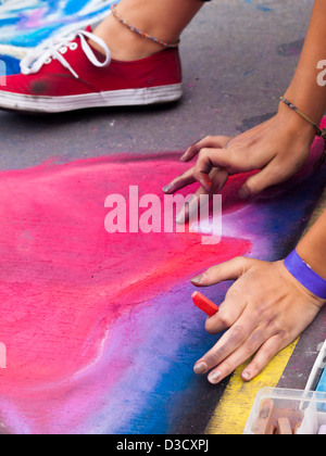 2012 Denver Kreide Kunst Festival am Larimer Square. Denver, Colorado. Stockfoto