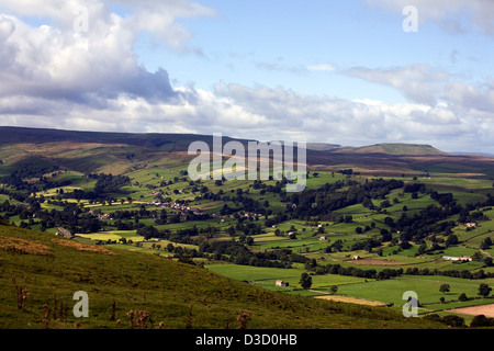 Das Dorf von Thoralby Bishopdale unter Thoralby wie und dem Spiel fiel ob fiel darüber hinaus Wensleydale Yorkshire Dales England Stockfoto