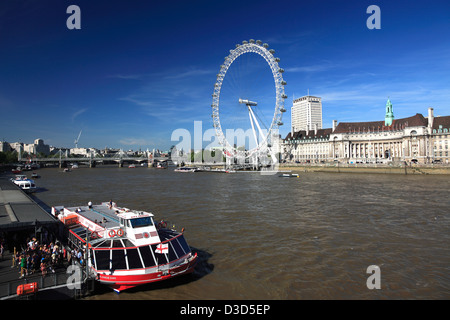 British Airways London Eye oder Millennium Beobachtung Rad, South Bank, River Thames, Lambeth, London City, England, UK Stockfoto