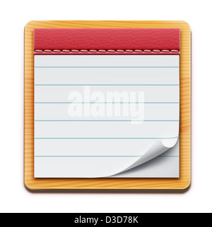 Notizblock mit gefütterten Leerseiten auf weißem Hintergrund Stockfoto