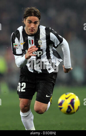 16.02.2013 Rom. Olympia-Stadion. Matri (Juventus Turin) in der Serie A-League-Spiel zwischen Roma und Juventus Turin. Stockfoto