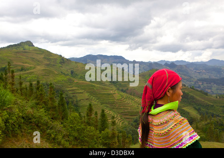 Vietnam, Lao Cai-Provinz. Flower Hmong-Minderheit Stockfoto