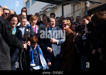 Nikos Anastasiadis fertig, die seine an die Medien sprechen Stockfoto