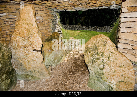 Belas Knap neolithischen gekammert Dolmen in der Nähe von Winchcombe, Gloucestershire, UK Stockfoto