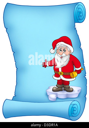 Blaue Pergament mit Santa Claus 1 - farbigen Illustration. Stockfoto