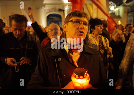 Warschau, Polen, National konservativen Demo 5 Monate nach Flugzeugabsturz in Smolensk Stockfoto