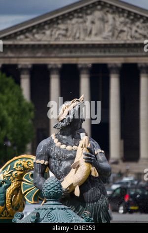 Partielle Detail der schönen La Fontaine des Fleuves befindet sich auf der Place De La Concorde, Paris, Frankreich. Stockfoto