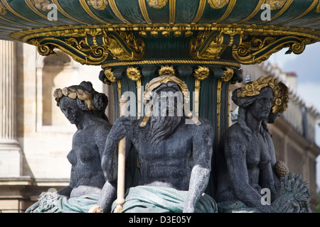 Partielle Detail der schönen La Fontaine des Fleuves befindet sich auf der Place De La Concorde, Paris, Frankreich. Stockfoto