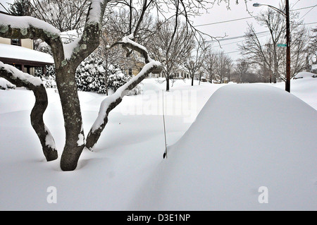 Autos im Schnee aufgetürmt, nachdem Blizzard Nemo Connecticut, dumping Rekord Schneefälle getroffen. Der Ausnahmezustand wurde nach Sturm erklärt. Stockfoto