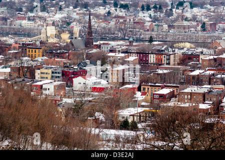 Skyline von Troy, New York State, "Die Stadt der Kragen" Stockfoto