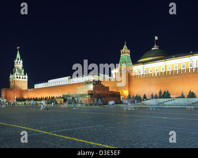 Der Rote Platz in Moskau, Kreml, der Retter Spasskaja-Turm und dem Lenin Mausoleum Stockfoto
