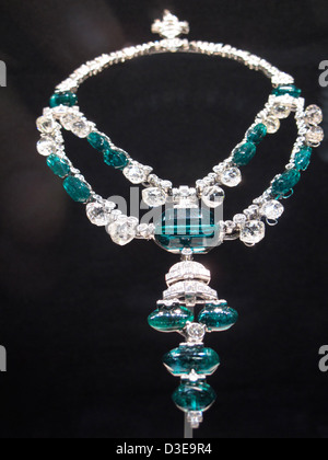 Die "Spanische Inquisition Halskette" oder Maharaja von Indore Smaragd Halskette. Stockfoto
