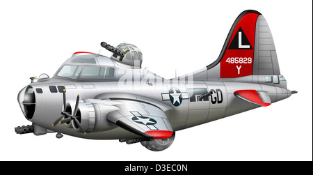 Comic-Illustration von einer Boeing b-17 Flying Fortress. Stockfoto