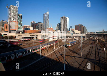 Shunting Yards nahe Southern Cross Railway Station Melbourne Victoria Australien Stockfoto