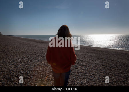 hinteren Rückansicht nachdenklich einsam allein Stockfoto