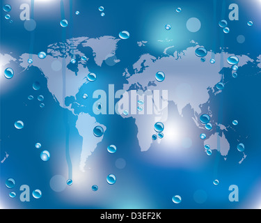 Glasoberfläche mit Wassertropfen und eine spezielle weiße Karte Stockfoto