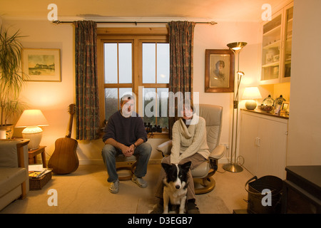 Insel der EIGG, Schottland 1. November 2007: Eric Weldon, 49, und Rachel Vameer, 50 wurden auf Eigg für 8 Jahre. Stockfoto