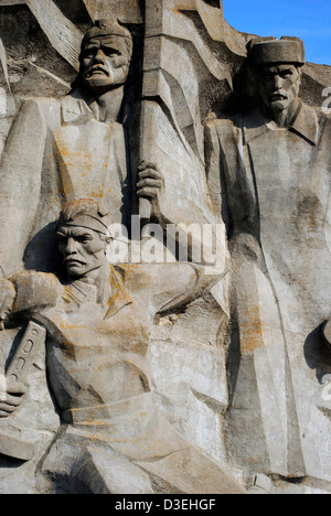 Ukraine. Krim. Denkmal für die Verteidigung der Adzhi Steinbruch, 1982, gegen die Nazi-Besatzung im Jahre 1942. Detail. Stockfoto