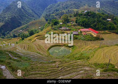 Landschaft von Cat Cat Dorf, Sapa, Lao Cai, Vietnam Stockfoto