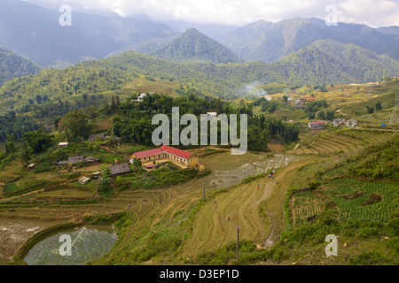 Landschaft von Cat Cat Dorf, Sapa, Lao Cai, Vietnam Stockfoto