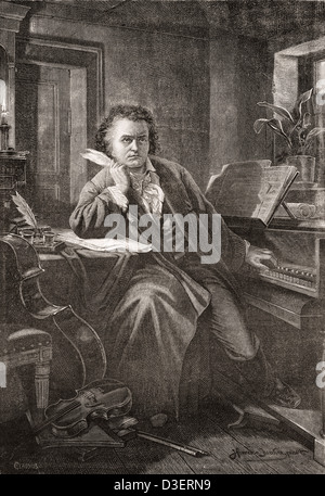 Ludwig van Beethoven 1770-1827. Deutscher Komponist und Pianist. Stockfoto