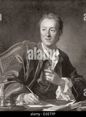 Denis Diderot, 1713 –1784. Französischer Schriftsteller, Philosoph und Kunstkritiker. Nach dem Gemälde von Louis-Michel van Loo. Stockfoto