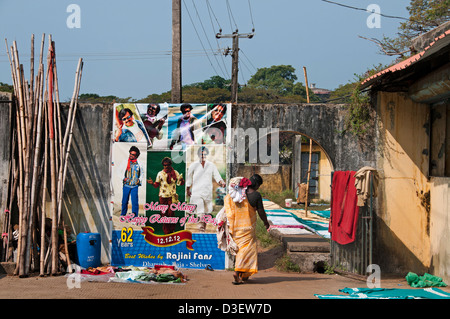 Wäsche waschen Textile Kochi Cochin Kerala Indien Stockfoto